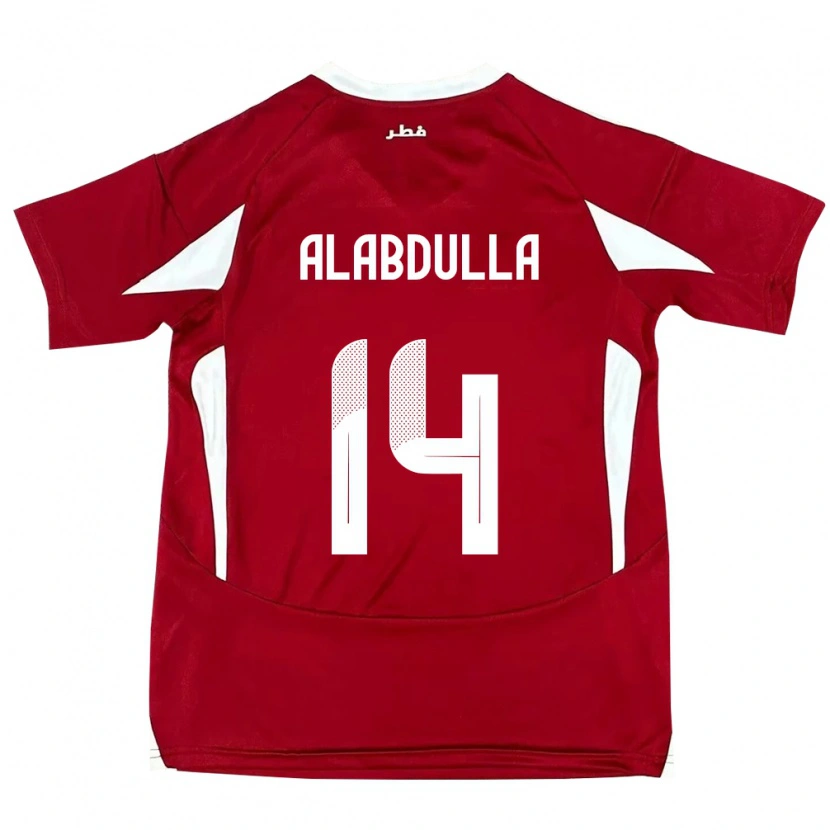 Danxen Donna Maglia Qatar Moudhi Alabdulla #14 Rosso Kit Gara Home 24-26 Maglietta