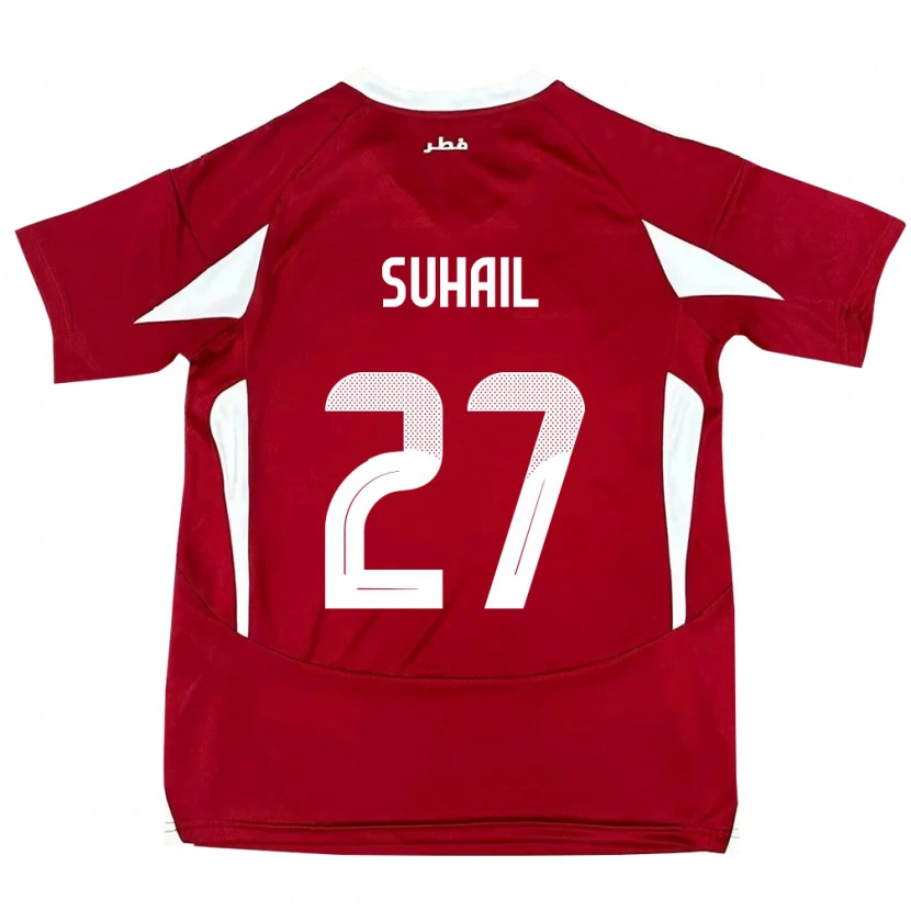 Danxen Donna Maglia Qatar Ahmed Suhail #27 Rosso Kit Gara Home 24-26 Maglietta