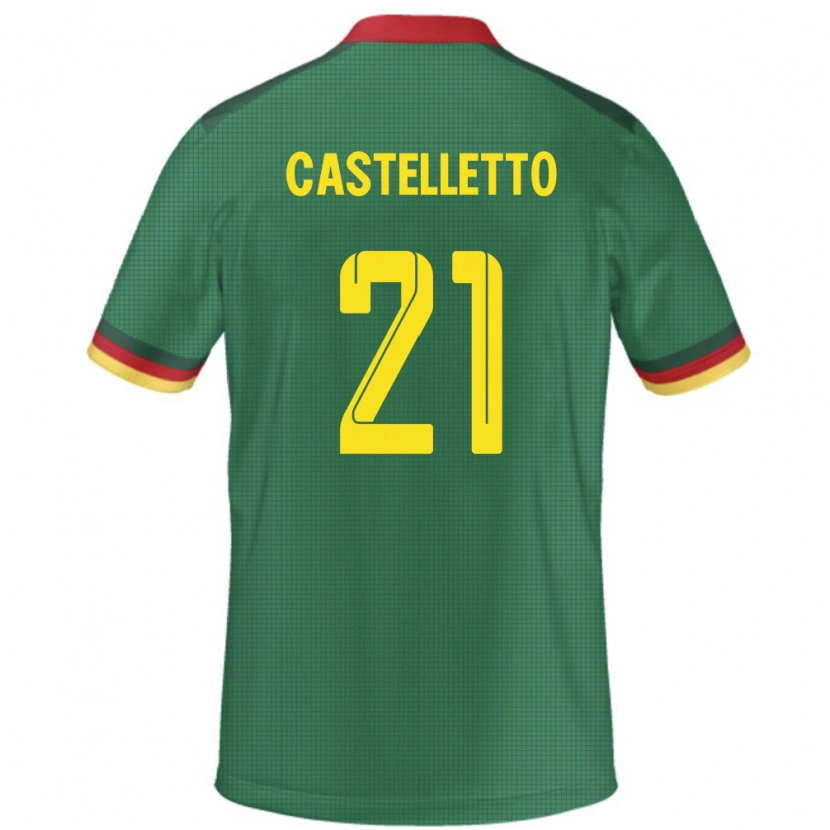Danxen Donna Maglia Camerun Jean-Charles Castelletto #21 Verde Kit Gara Home 24-26 Maglietta