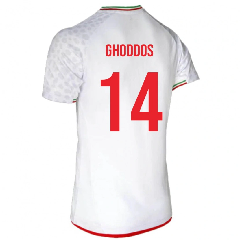 Danxen Donna Maglia Iran Saman Ghoddos #14 Bianco Kit Gara Home 24-26 Maglietta
