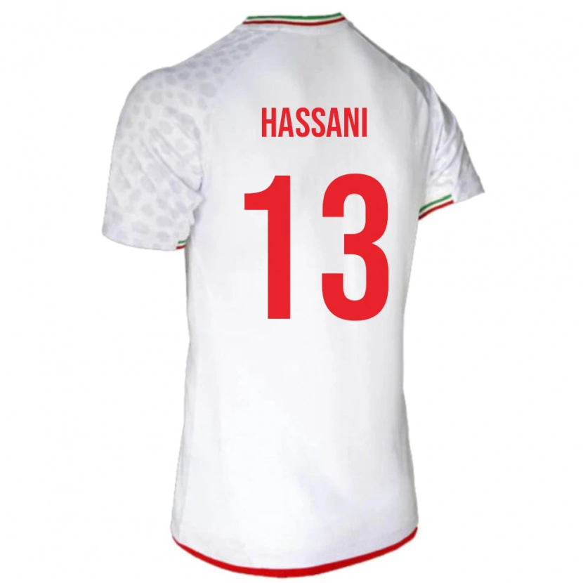 Danxen Donna Maglia Iran Ali Hassani #13 Bianco Kit Gara Home 24-26 Maglietta