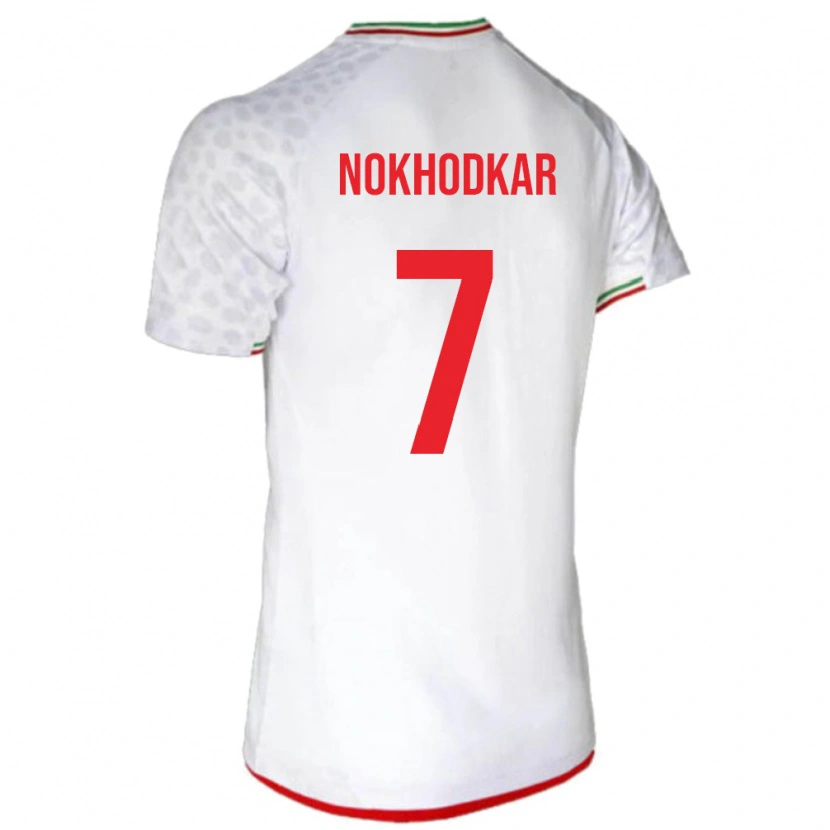 Danxen Donna Maglia Iran Hossein Nokhodkar #7 Bianco Kit Gara Home 24-26 Maglietta