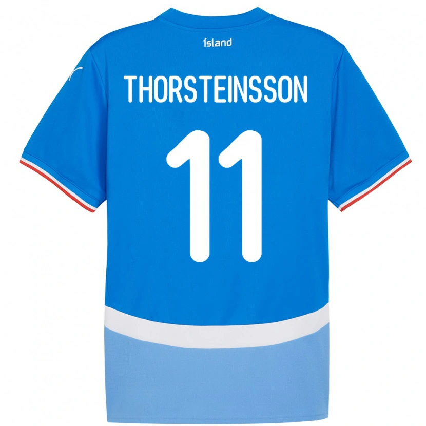 Danxen Donna Maglia Islanda Jón Dagur Thorsteinsson #11 Blu Kit Gara Home 24-26 Maglietta