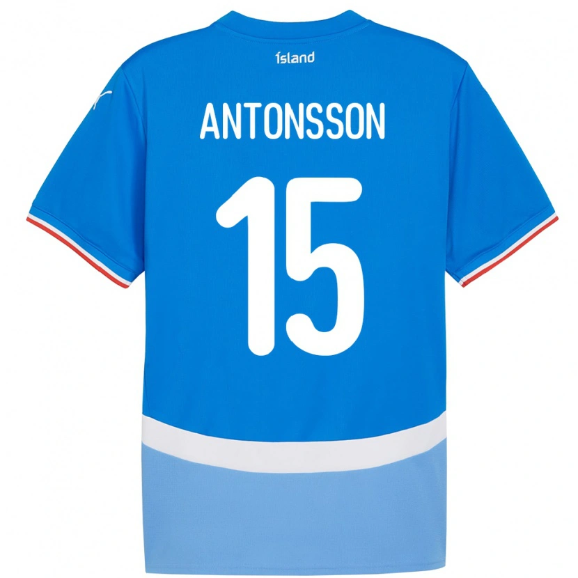 Danxen Donna Maglia Islanda Thorsteinn Antonsson #15 Blu Kit Gara Home 24-26 Maglietta