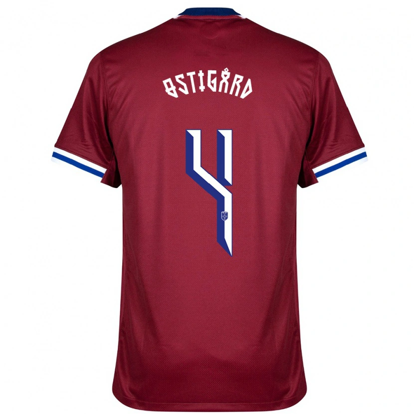 Danxen Donna Maglia Norvegia Leo Østigård #4 Rosso Blu Bianco Kit Gara Home 24-26 Maglietta