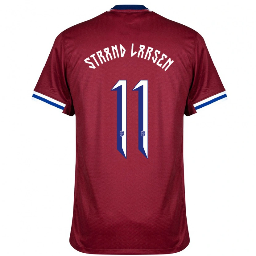 Danxen Donna Maglia Norvegia Jørgen Strand Larsen #11 Rosso Blu Bianco Kit Gara Home 24-26 Maglietta