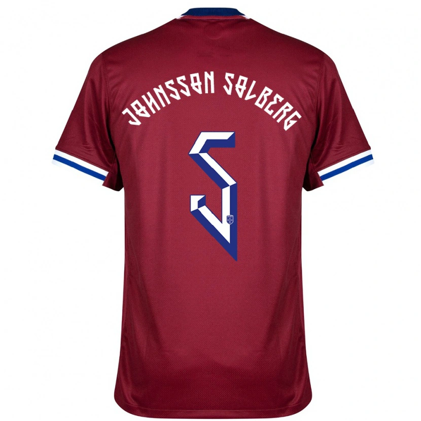 Danxen Donna Maglia Norvegia Jesper Johnsson Solberg #5 Rosso Blu Bianco Kit Gara Home 24-26 Maglietta