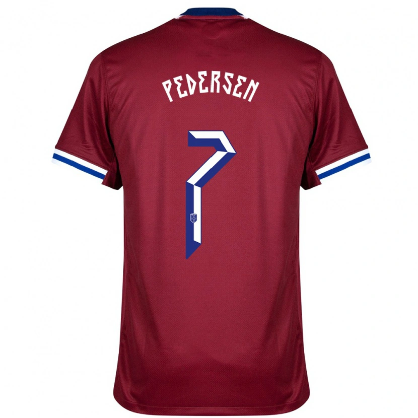 Danxen Donna Maglia Norvegia Mats Pedersen #7 Rosso Blu Bianco Kit Gara Home 24-26 Maglietta