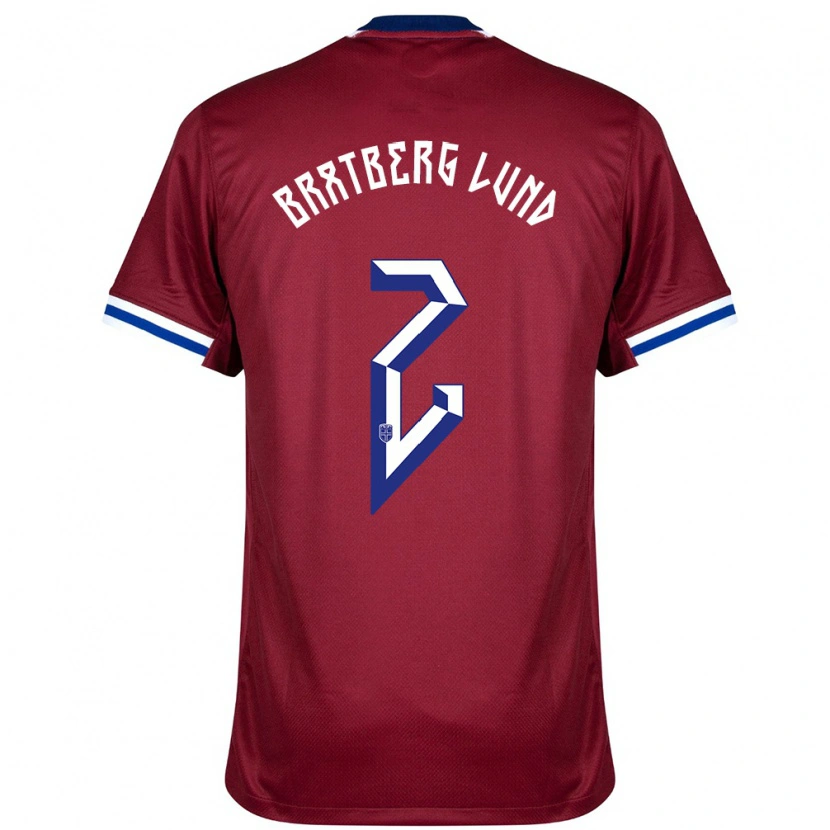 Danxen Donna Maglia Norvegia Marit Bratberg Lund #2 Rosso Blu Bianco Kit Gara Home 24-26 Maglietta