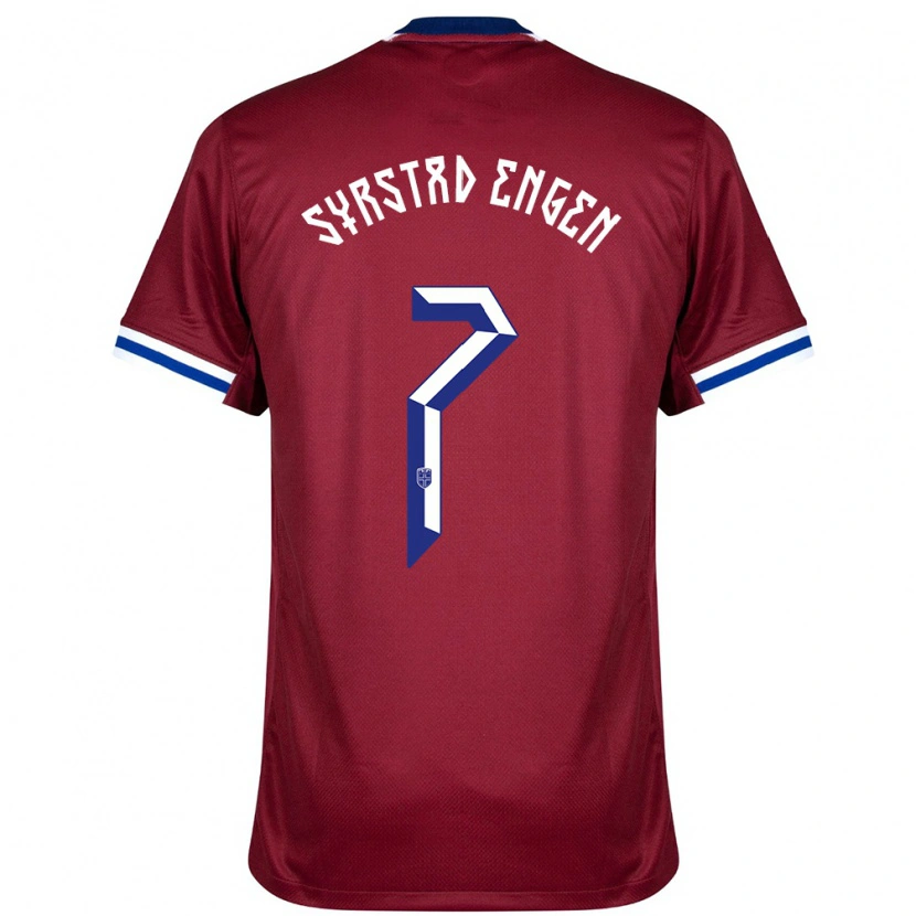 Danxen Donna Maglia Norvegia Ingrid Syrstad Engen #7 Rosso Blu Bianco Kit Gara Home 24-26 Maglietta