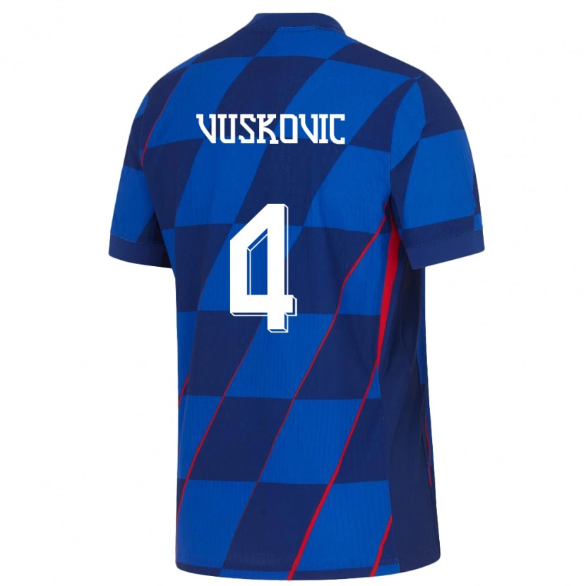 Danxen Donna Maglia Croazia Luka Vuskovic #4 Blu Kit Gara Away 24-26 Maglietta