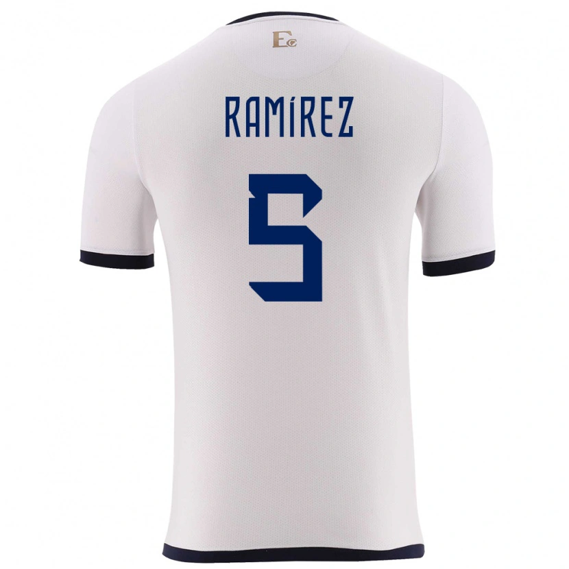 Danxen Donna Maglia Ecuador Cristian Ramírez #5 Bianco Kit Gara Away 24-26 Maglietta