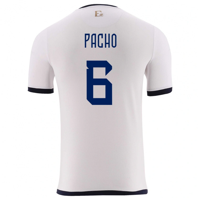 Danxen Donna Maglia Ecuador Willian Pacho #6 Bianco Kit Gara Away 24-26 Maglietta