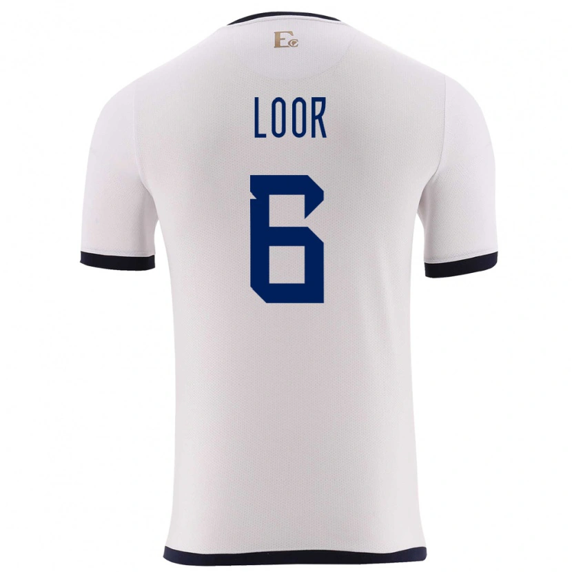 Danxen Donna Maglia Ecuador Layan Loor #6 Bianco Kit Gara Away 24-26 Maglietta