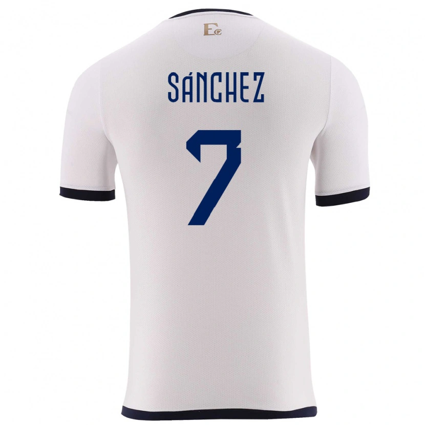 Danxen Donna Maglia Ecuador Santiago Sánchez #7 Bianco Kit Gara Away 24-26 Maglietta