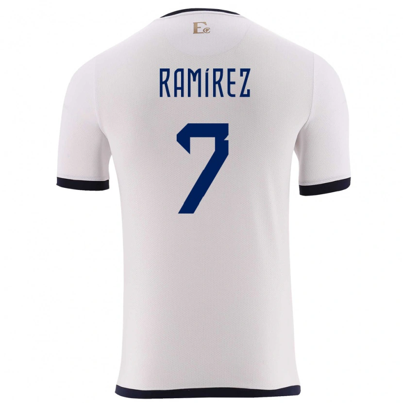 Danxen Donna Maglia Ecuador Jalmar Ramírez #7 Bianco Kit Gara Away 24-26 Maglietta