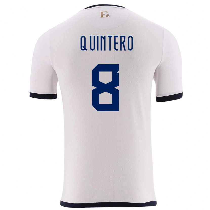 Danxen Donna Maglia Ecuador Hólger Quintero #8 Bianco Kit Gara Away 24-26 Maglietta