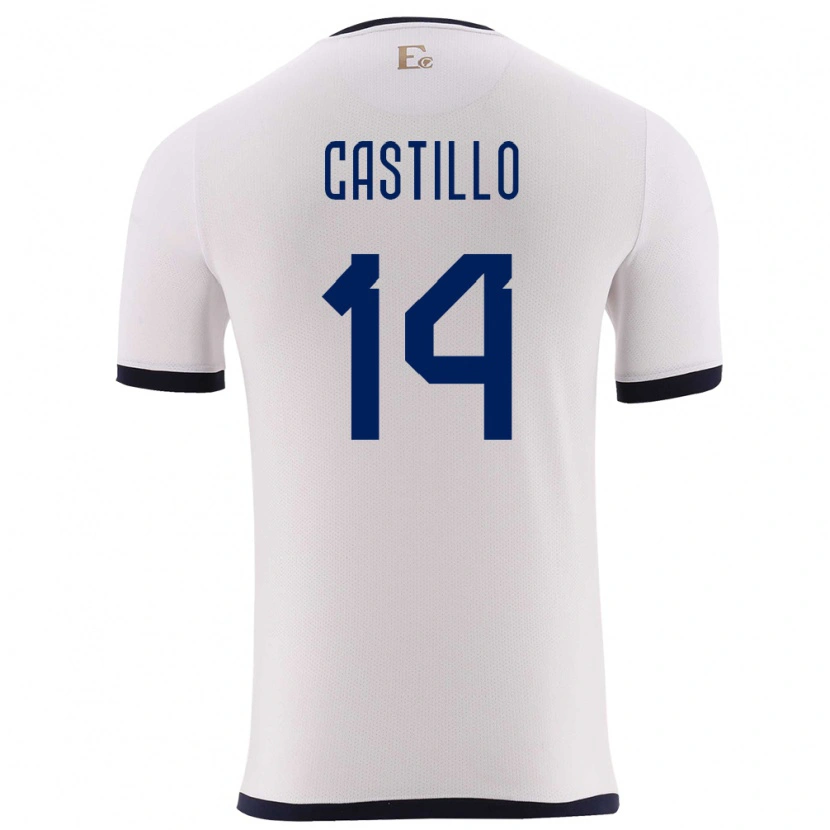 Danxen Donna Maglia Ecuador Darío Castillo #14 Bianco Kit Gara Away 24-26 Maglietta