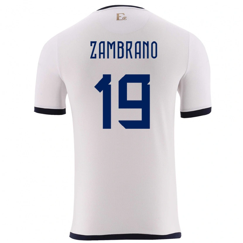 Danxen Donna Maglia Ecuador Cristhoper Zambrano #19 Bianco Kit Gara Away 24-26 Maglietta