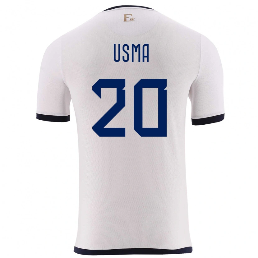 Danxen Donna Maglia Ecuador Juan Usma #20 Bianco Kit Gara Away 24-26 Maglietta