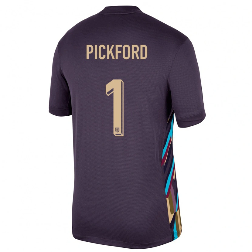 Danxen Donna Maglia Inghilterra Jordan Pickford #1 Uvetta Scura Kit Gara Away 24-26 Maglietta