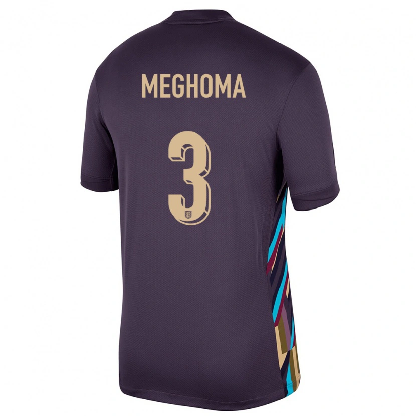 Danxen Donna Maglia Inghilterra Jayden Meghoma #3 Uvetta Scura Kit Gara Away 24-26 Maglietta