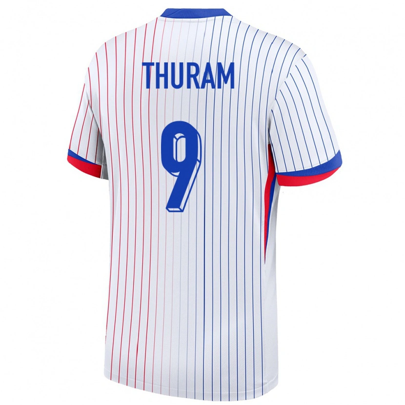 Danxen Donna Maglia Francia Marcus Thuram #9 Bianco Kit Gara Away 24-26 Maglietta