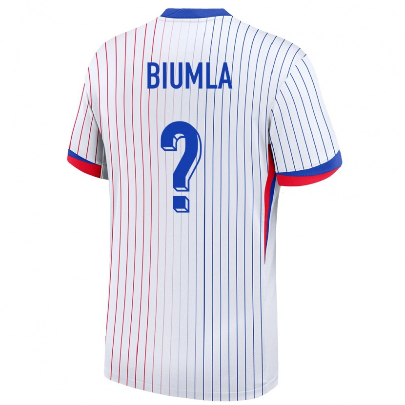 Danxen Donna Maglia Francia Emmanuel Biumla #0 Bianco Kit Gara Away 24-26 Maglietta