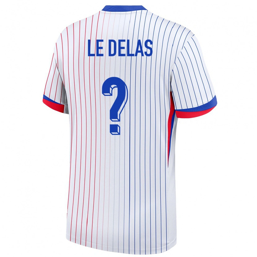 Danxen Donna Maglia Francia Mattéo Le Delas #0 Bianco Kit Gara Away 24-26 Maglietta