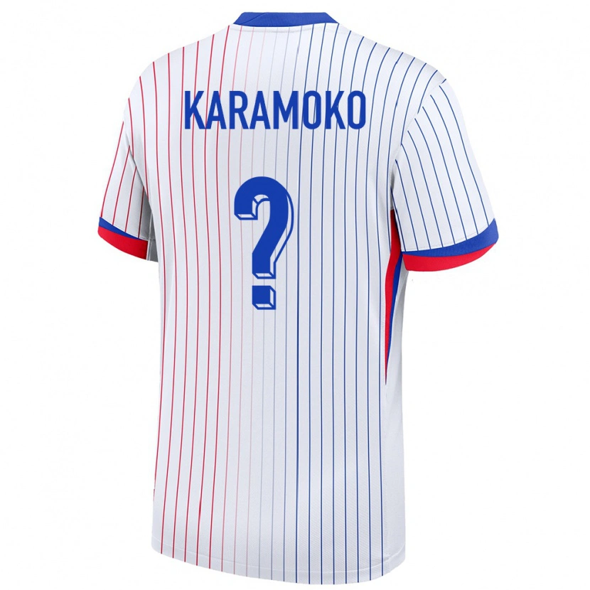 Danxen Donna Maglia Francia Noah Karamoko #0 Bianco Kit Gara Away 24-26 Maglietta