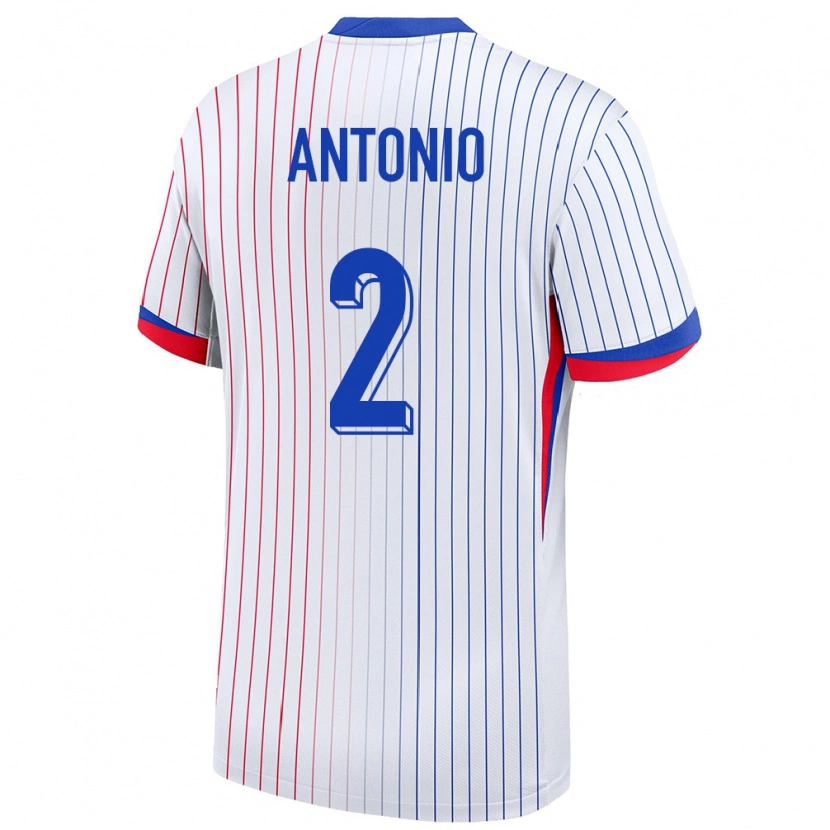 Danxen Donna Maglia Francia Kyllian Antonio #2 Bianco Kit Gara Away 24-26 Maglietta