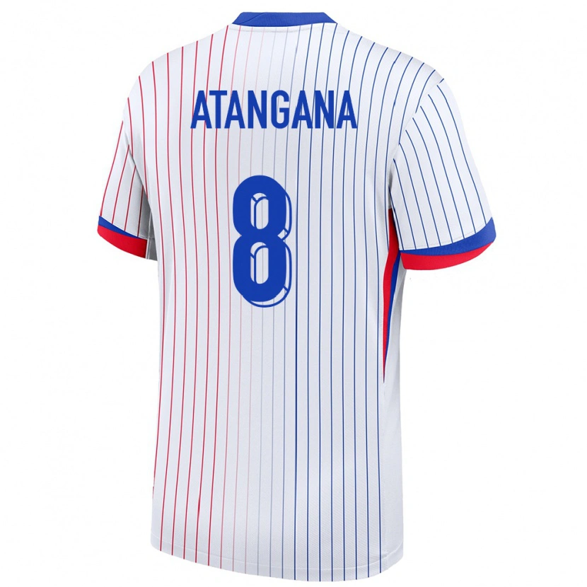 Danxen Donna Maglia Francia Valentin Atangana #8 Bianco Kit Gara Away 24-26 Maglietta