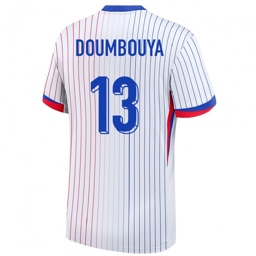 Danxen Donna Maglia Francia Amidou Doumbouya #13 Bianco Kit Gara Away 24-26 Maglietta