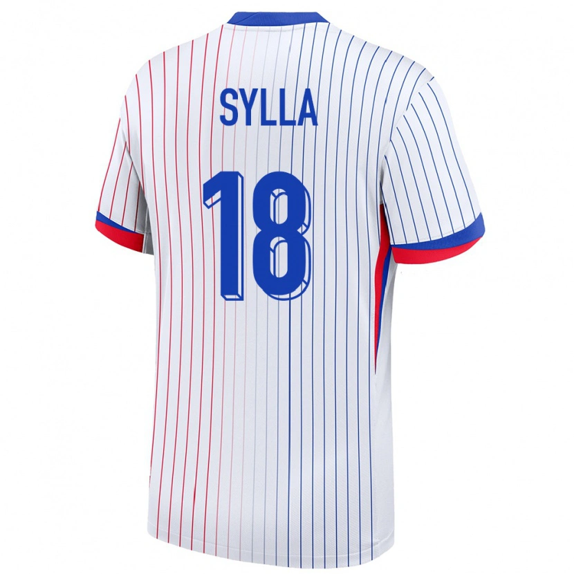 Danxen Donna Maglia Francia Fodé Sylla #18 Bianco Kit Gara Away 24-26 Maglietta