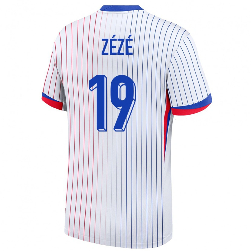 Danxen Donna Maglia Francia Nathan Zézé #19 Bianco Kit Gara Away 24-26 Maglietta