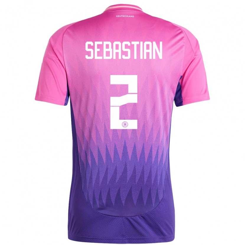 Danxen Donna Maglia Germania Jordy Sebastian #2 Rosa Viola Kit Gara Away 24-26 Maglietta