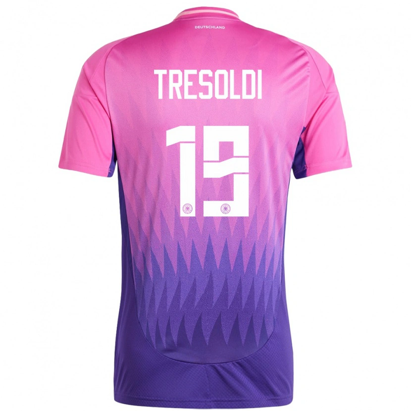Danxen Donna Maglia Germania Nicolò Tresoldi #19 Rosa Viola Kit Gara Away 24-26 Maglietta