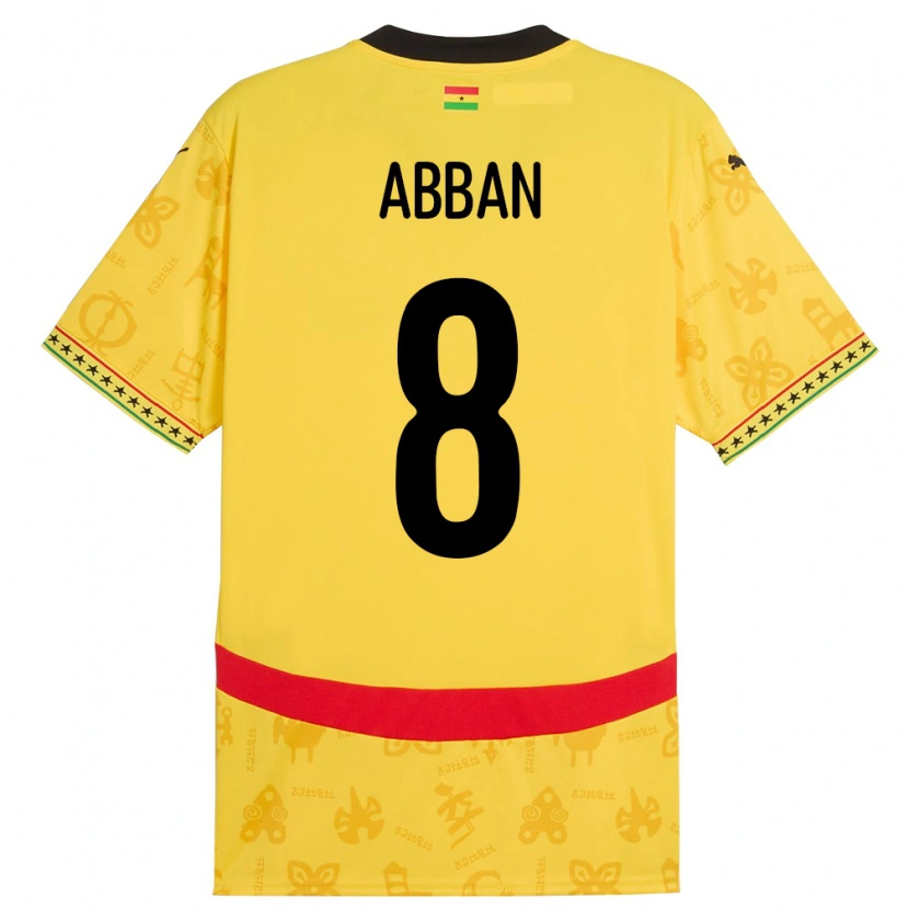 Danxen Donna Maglia Ghana Ebenezer Abban #8 Giallo Kit Gara Away 24-26 Maglietta