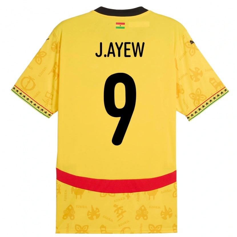 Danxen Donna Maglia Ghana Jordan Ayew #9 Giallo Kit Gara Away 24-26 Maglietta