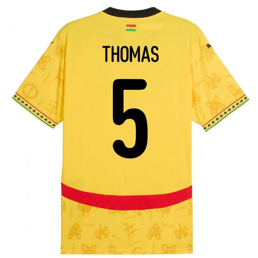 Danxen Donna Maglia Ghana Thomas Partey #5 Giallo Kit Gara Away 24-26 Maglietta