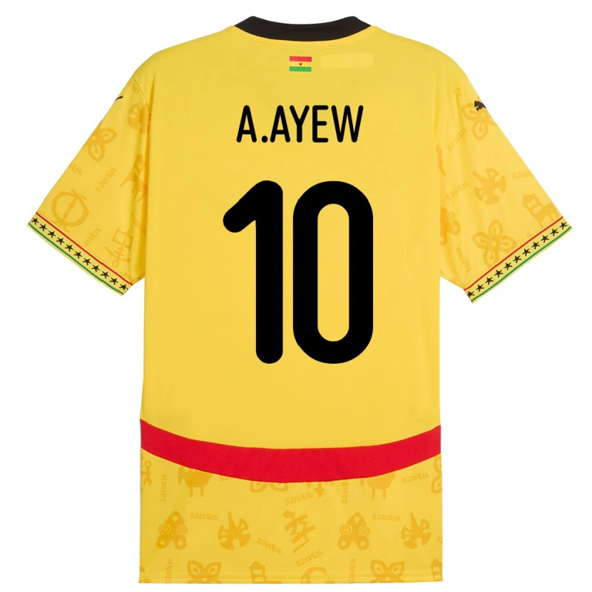 Danxen Donna Maglia Ghana Andre Ayew #10 Giallo Kit Gara Away 24-26 Maglietta