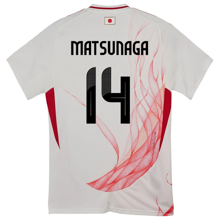 Danxen Donna Maglia Giappone Kaito Matsunaga #14 Bianco Kit Gara Away 24-26 Maglietta