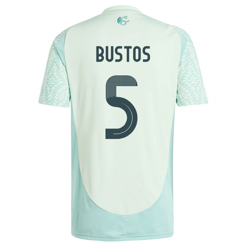 Danxen Donna Maglia Messico César Bustos #5 Lino Verde Kit Gara Away 24-26 Maglietta