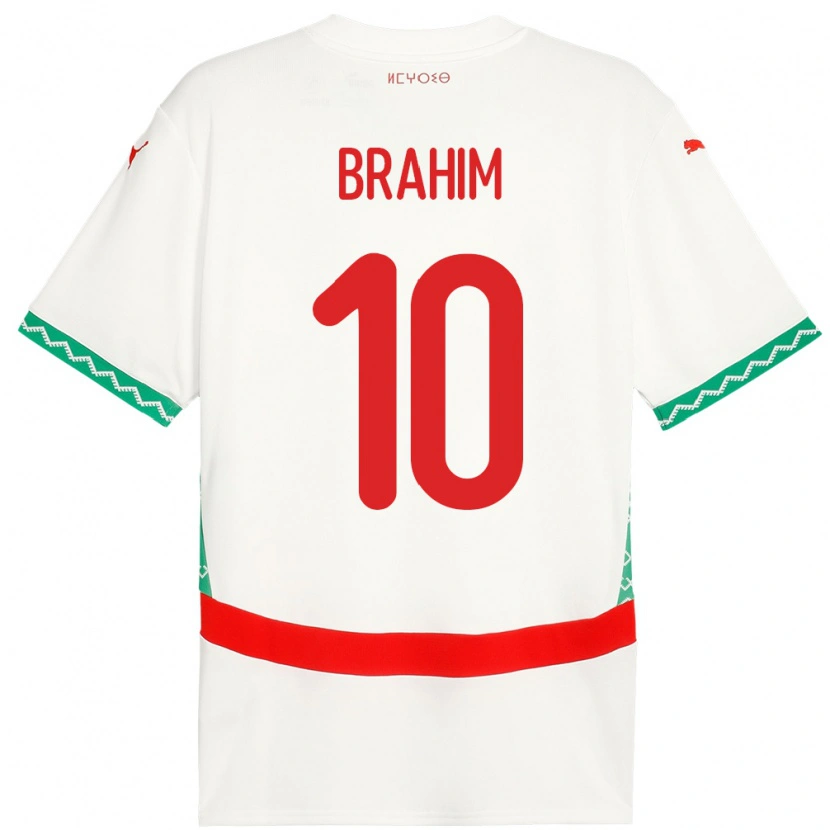 Danxen Donna Maglia Marocco Brahim Díaz #10 Bianco Kit Gara Away 24-26 Maglietta