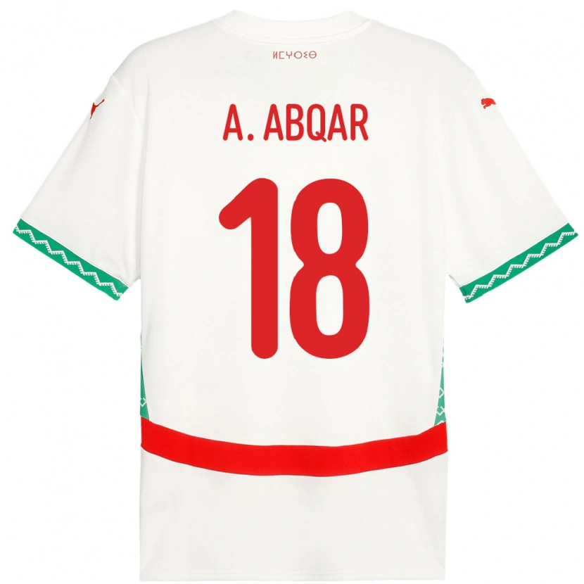 Danxen Donna Maglia Marocco Abdel Abqar #18 Bianco Kit Gara Away 24-26 Maglietta