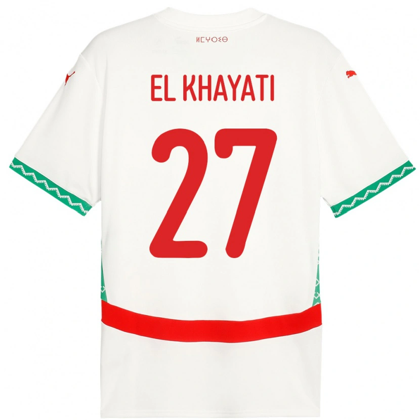 Danxen Donna Maglia Marocco Ayoub El Khayati #27 Bianco Kit Gara Away 24-26 Maglietta