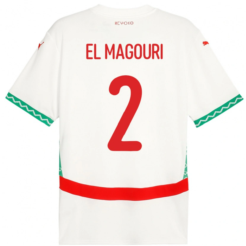 Danxen Donna Maglia Marocco Anas El Magouri #2 Bianco Kit Gara Away 24-26 Maglietta