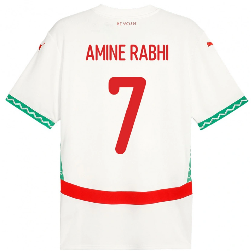 Danxen Donna Maglia Marocco Mohamed Amine Rabhi #7 Bianco Kit Gara Away 24-26 Maglietta