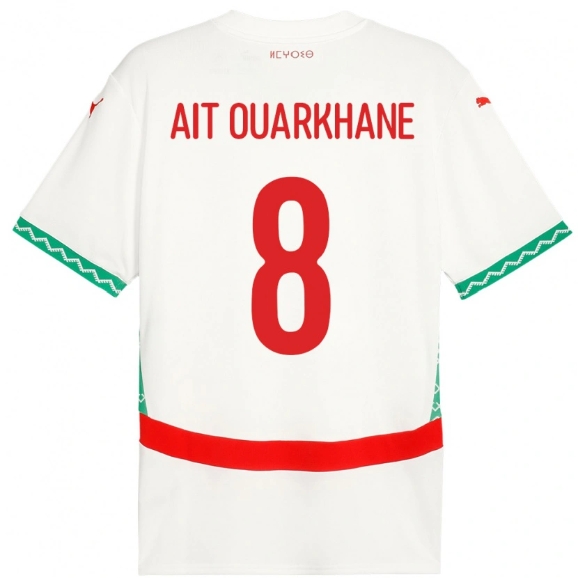 Danxen Donna Maglia Marocco Khalid Aït Ouarkhane #8 Bianco Kit Gara Away 24-26 Maglietta