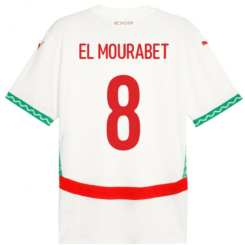 Danxen Donna Maglia Marocco Samir El Mourabet #8 Bianco Kit Gara Away 24-26 Maglietta
